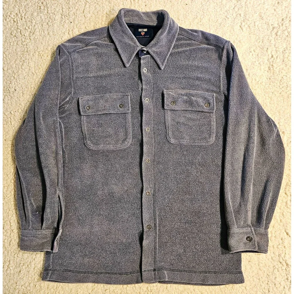 VTG Postcard Exclusive Style Gray Button Down Shirt Jacket Mens M Made in Italy